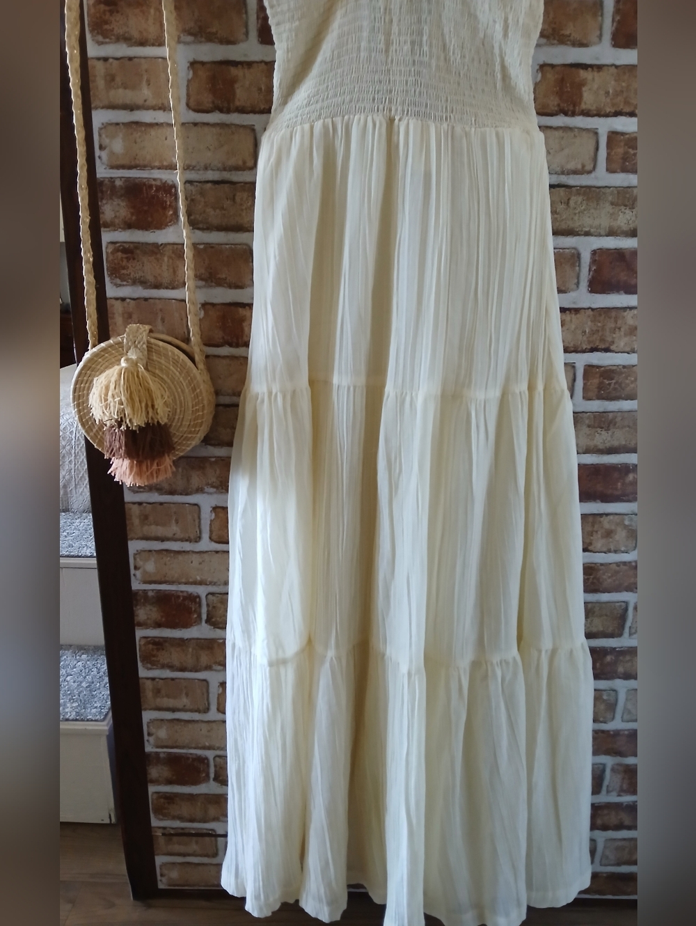 Vintage VICKY VAUGHN Prairie BOHO Cream LACE Summer MAXI Romantic DRESS XS S - Picture 9 of 14